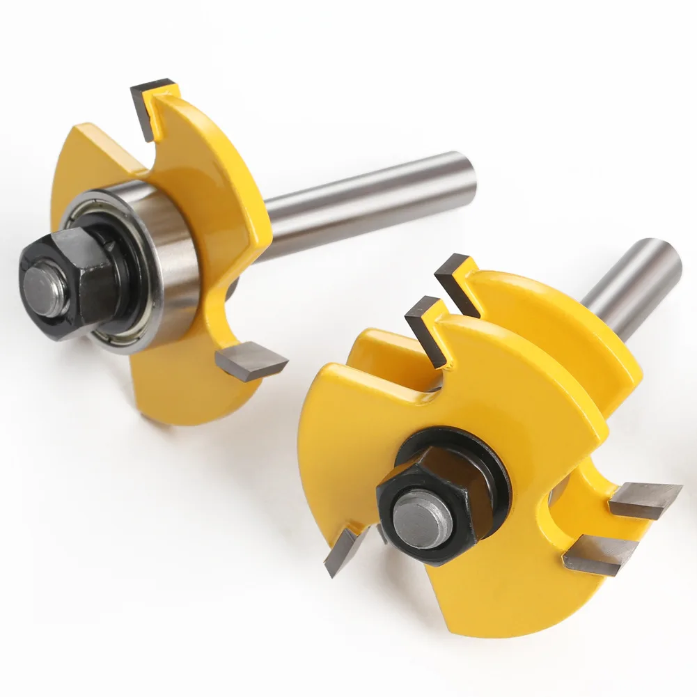

12Mm and 1/2 "shank 3-tooth" T "type woodworking cutter adjustable tongue and groove cutter set woodworking tools