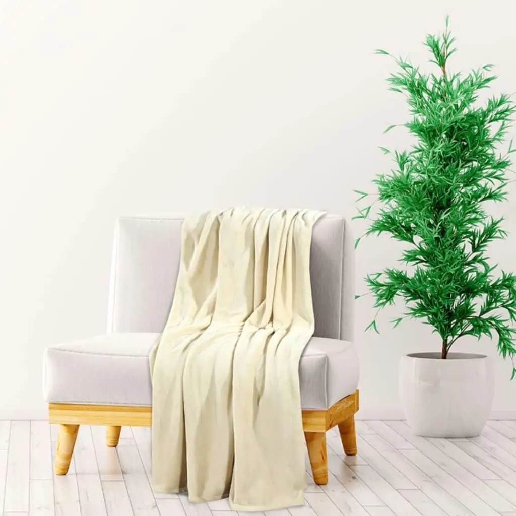 Cozy Cream Polyester Blanket 200x240 cm - Soft & Warm for Home Decor