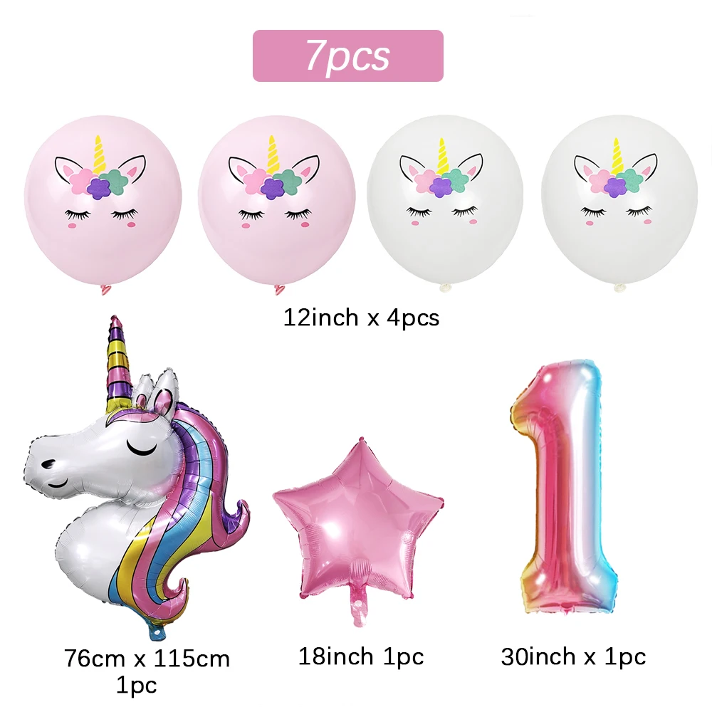 Einhorn Party Luftballons Nummer Folie Luftballons 1 2 3 4 Jahre Einhorn Geburtstags feier Dekoration Regenbogen Einhorn Luftballons Baby party – Detail 1