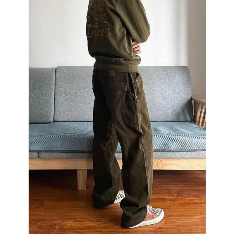

New Men's Casual Pants High Waist Straight Leg Korean Sle Neutral High Quali Fabric Soldier Pants Suitable for All Gs