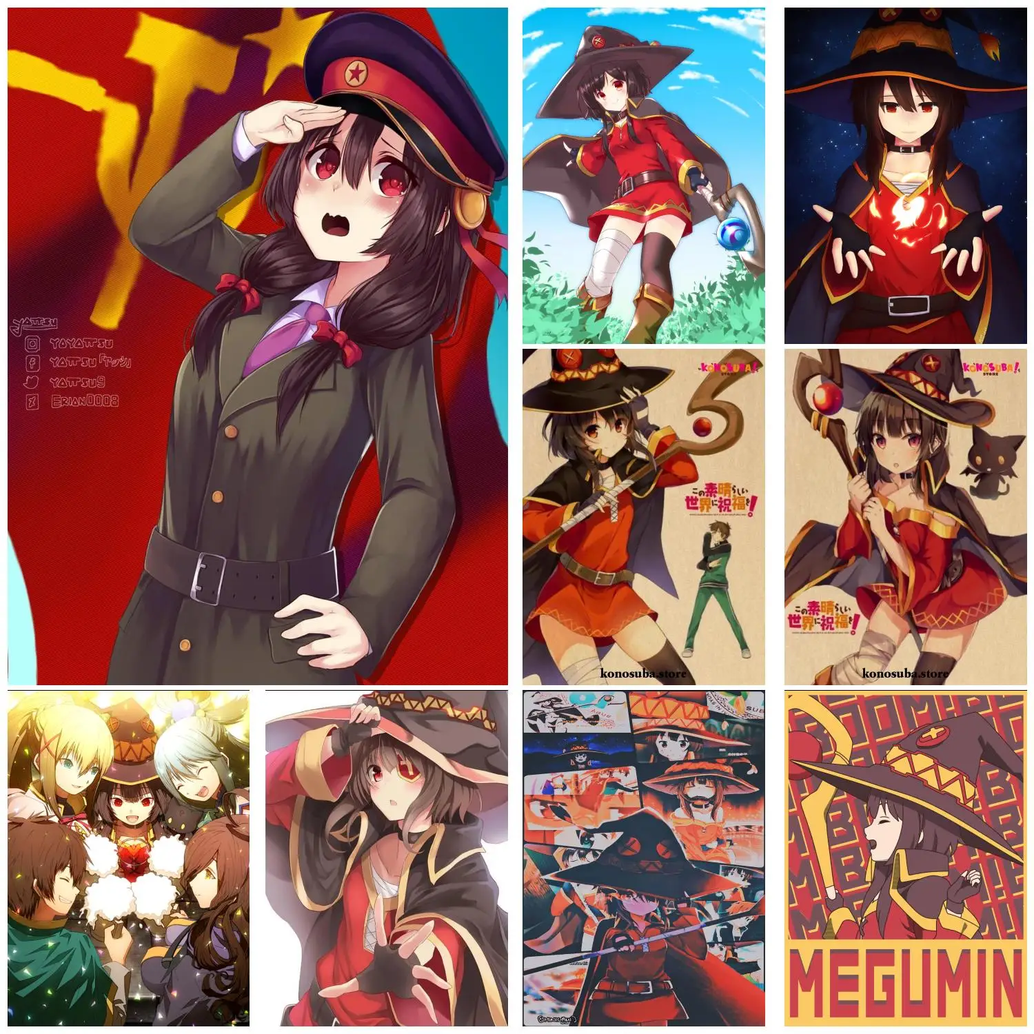 

megumin Anime Video Game Canvas Art Poster and Wall Art Picture Print Modern Family bedroom Decor Posters