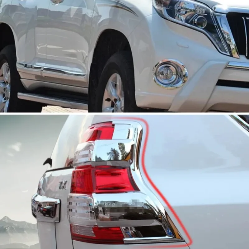 For Toyota Land Cruiser 150 Prado LC150 FJ150 2014-2017 Exterior Accessories Chrome Front Fog Lamp Cover Rear Tail Lights Lamps