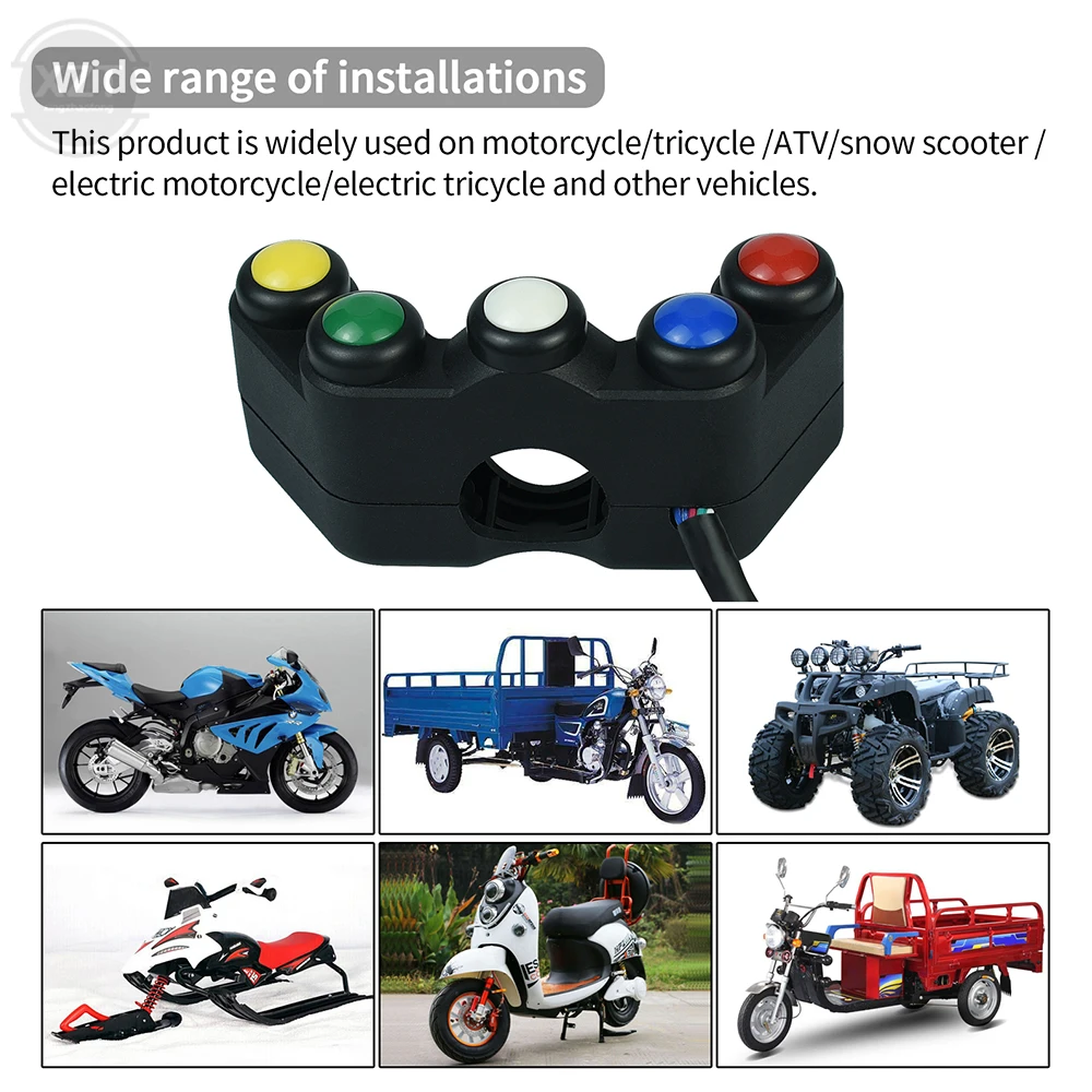 Motorcycle Five Color Five Position Switch Steering Lamp Horn Headlamp Turn Signal Handlebar Switches Electric Vehicle Refitting