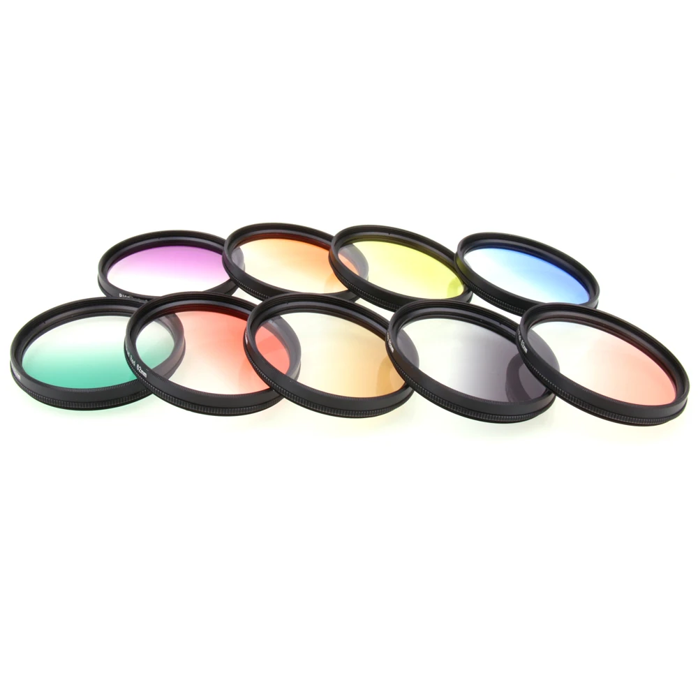 

9 sets RISE(UK) Circle Graduated Gradual Gradient Grey Gray Blue Red Orange blue green pink purple brown Color Lens Filter set