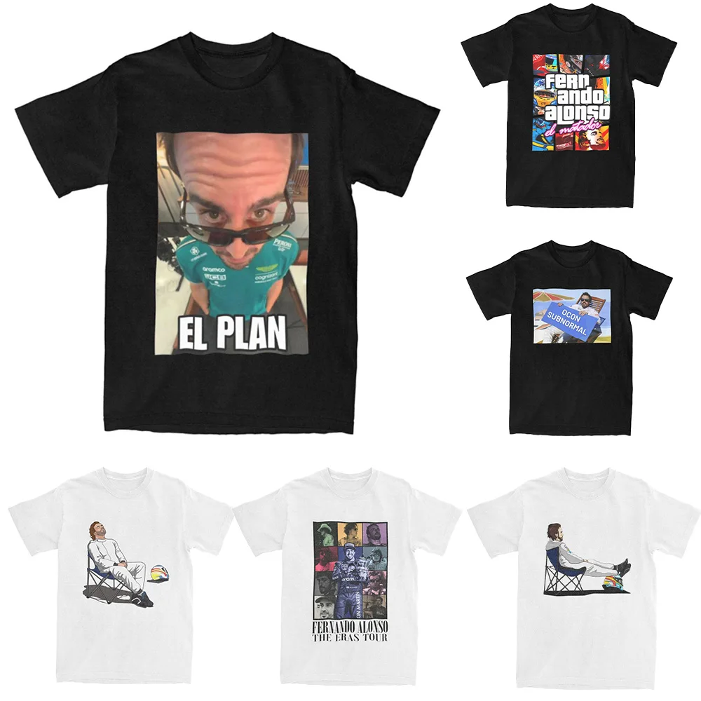 El Plan Fernando Alonso T-Shirts for Men Funny Cotton Tee Shirt Round Collar Short Sleeve T Shirts Birthday Present Clothing