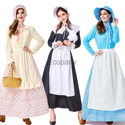 Women's Little House On The Prairie Pioneer Girls Costume Victorian Vintage Manor Maid Cosplay Costumes Halloween Party Outfits