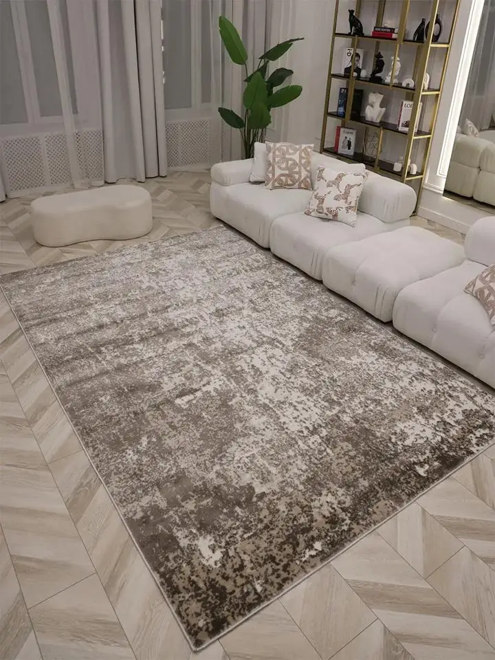 VIKAMA Minimalist Modern Style Rug Large Area Rug for Living Room, Bedroom, Wardrobe, Easy-to-Clean Coffee-Colored Rug Home De
