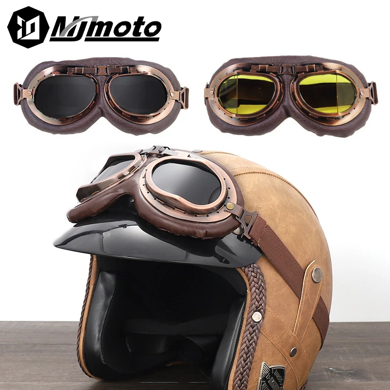 

Retro Motorcycle Helmet Pilot Goggles Classic Vintage Motocross Goggles Anti-fog Motorbike Cycling Glasses ATV Dirt Bike Goggles