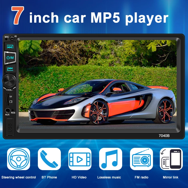 

7 Inch Car Radio 2 Din Car Mp5 Stereo Touch Screen Carplay Android Auto FM Player USB Support Bluetooth Camera HD Mp5 Autoradio