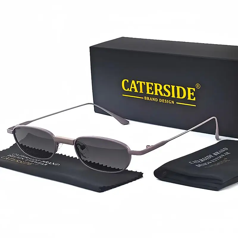 CATERSIDE Polarisierte kleine Sonnenbrille für Herren, rechteckig, Punk-Markendesign, Sonnenbrille für Damen, zum Fahren, für Partys, Urlaub, Geschenke – Detail 4