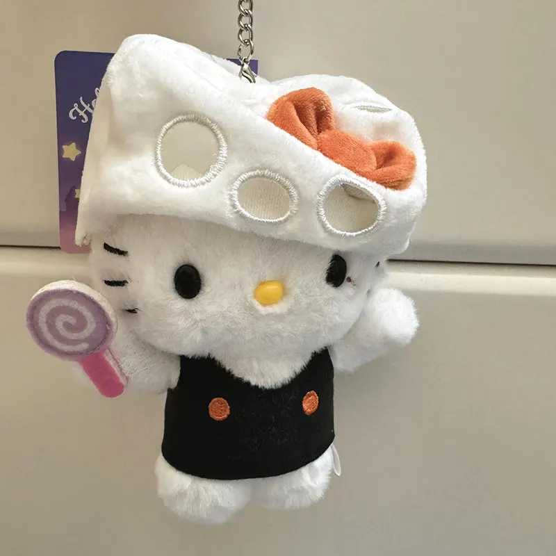 Muñeco de peluche, fantasma enmascarado, Hello Kitty, llavero de fantasma de Halloween, mochila de dibujos animados Kawaii, colgante, decoración de Halloween, regalos, Juguetes