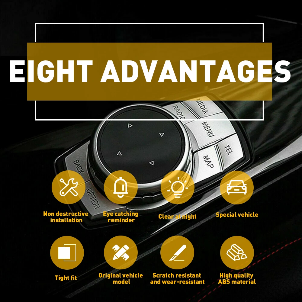 7Pcs Car Multimedia CD Buttons Decoration Cover Trim Sticker For BMW 1 2 3 5 6 7 Series X1 X3 X5 X6 with 7 Button IDrive Button