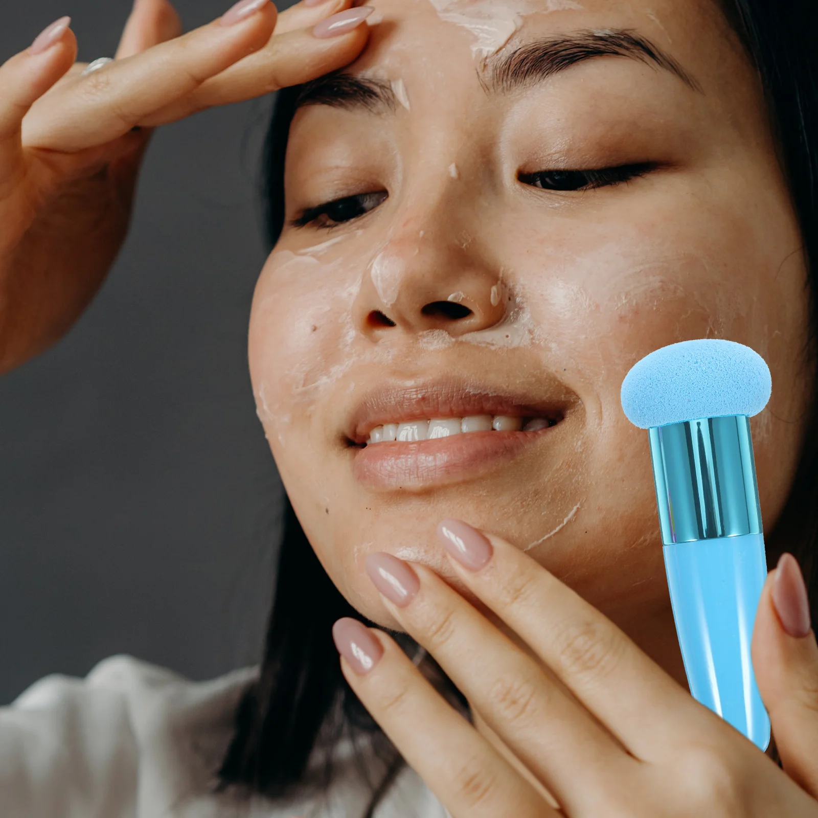 Juego de esponjas con cabeza de seta, brochas de maquillaje para piel roja y azul, base líquida, corrector en polvo, cepillo esencial, 3 uds.