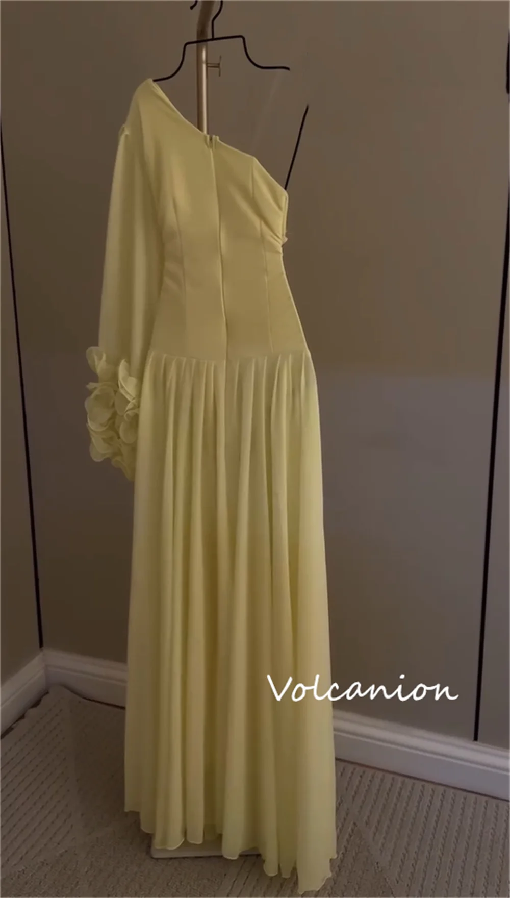 Customized Exquisite Chiffon Flower A-line One-shoulder Long Dresses Bespoke Occasion High Quality Pastrol