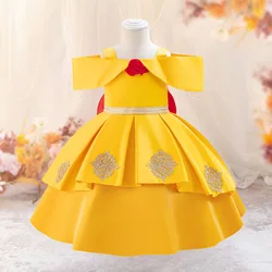 6M-4 Years Baby Toddler Off the Shoulder Beauty and the Beast Bella Cosplay Dress Birthday Party  Photography Dress