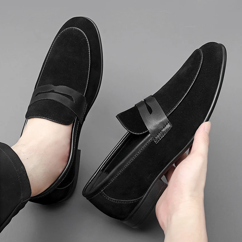 New Green Casual Shoes Classic Frosted Leather Men Soft Loafers Men Flats Comfortable Driving Shoes Slip on Loafers Moccasins