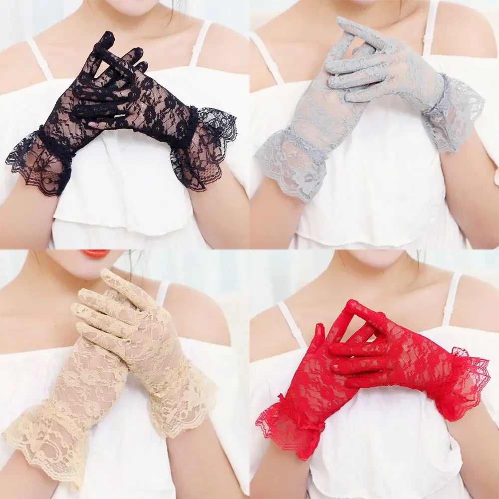 Party Wedding Full Finger Gloves Bride Gloves Lace Gloves Party Dressy Gloves Driving Mittens