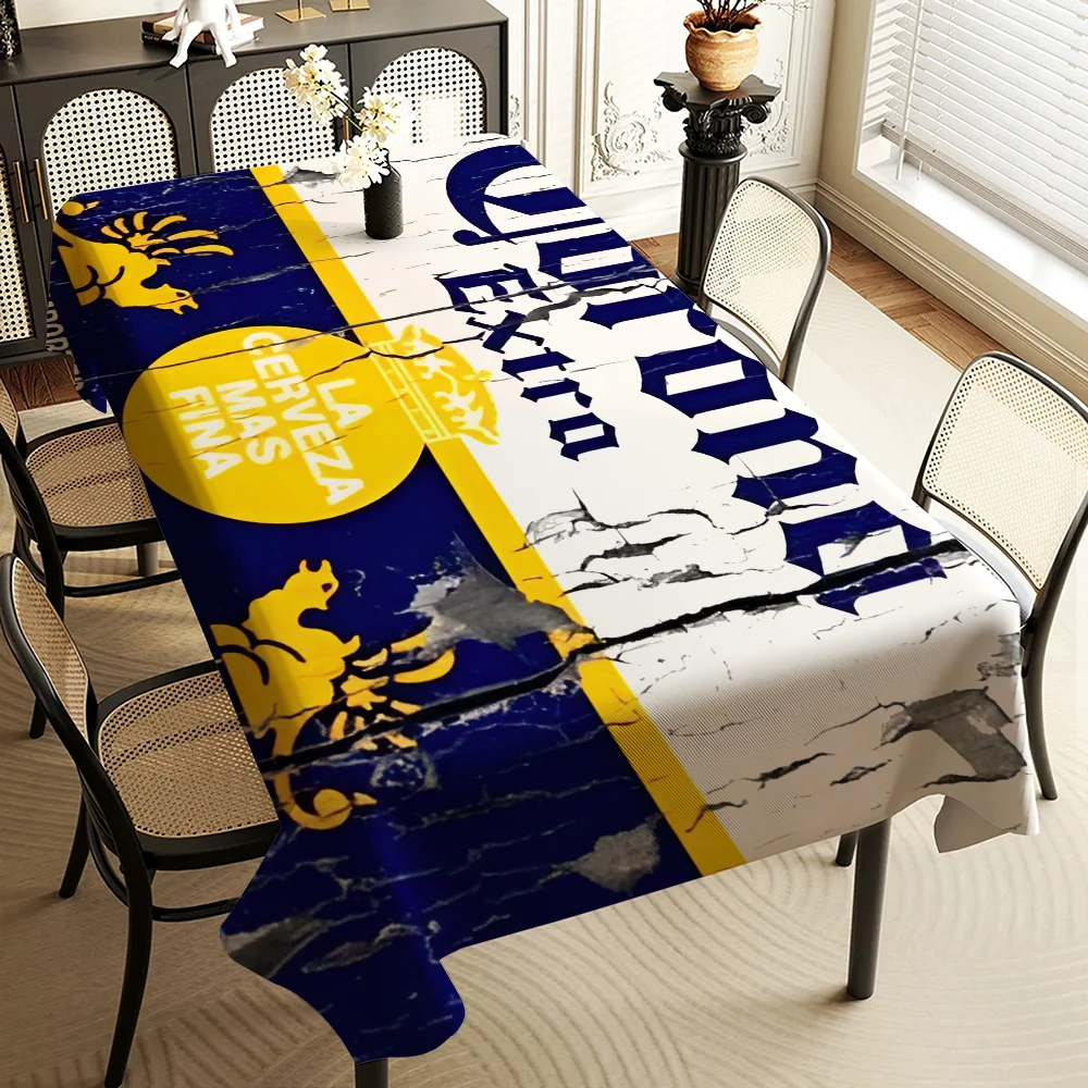 C-Corona E-Extra-Bier-Themen-Tischdecken aus Polyester, niedliche Designs für Zuhause, Küchen, Esszimmer, Terrassen, Tischdecken-Dekoration