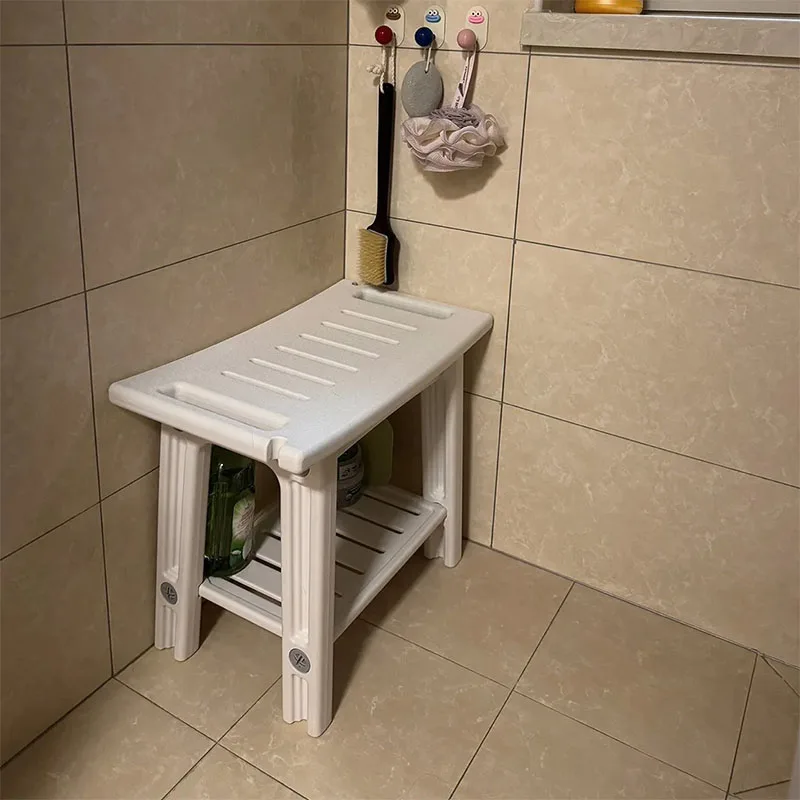 Shower Stool Shower Bench Stool With Storage Shelf Waterproof Bathroom Spa Bathing Shower Seat Chair Storage Bench For Home Use image 3