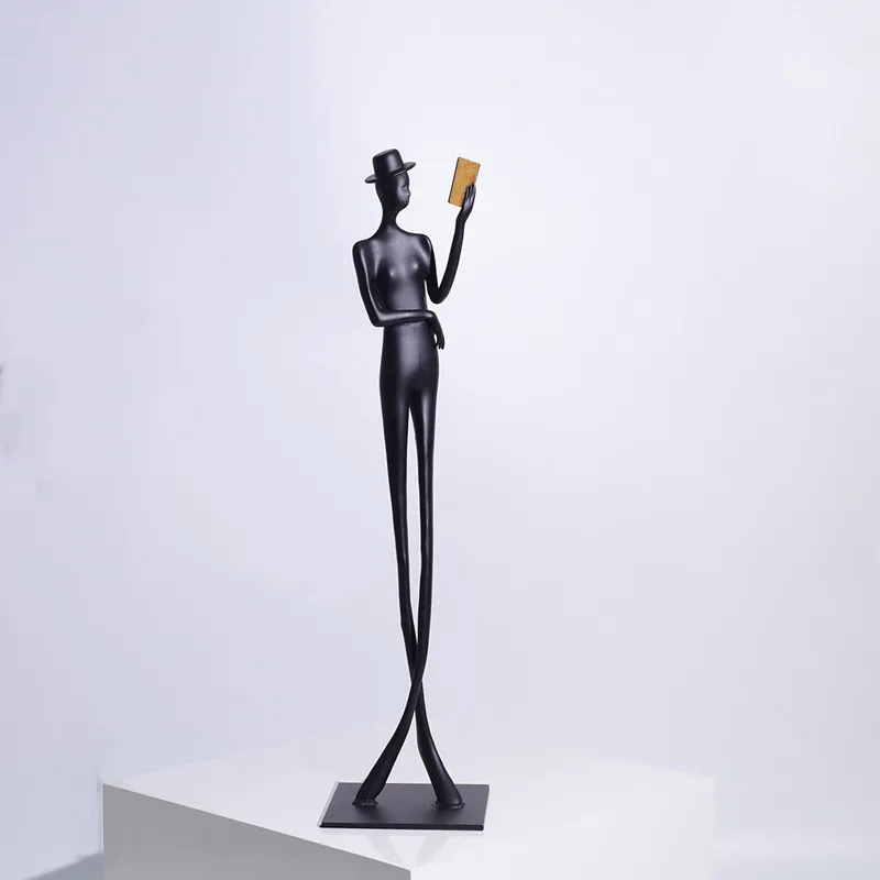 

Creative Abstract Art Cast Iron Reading Character Statues, Metal Crafts, Living Room and Office Sculptures, Home Decoration