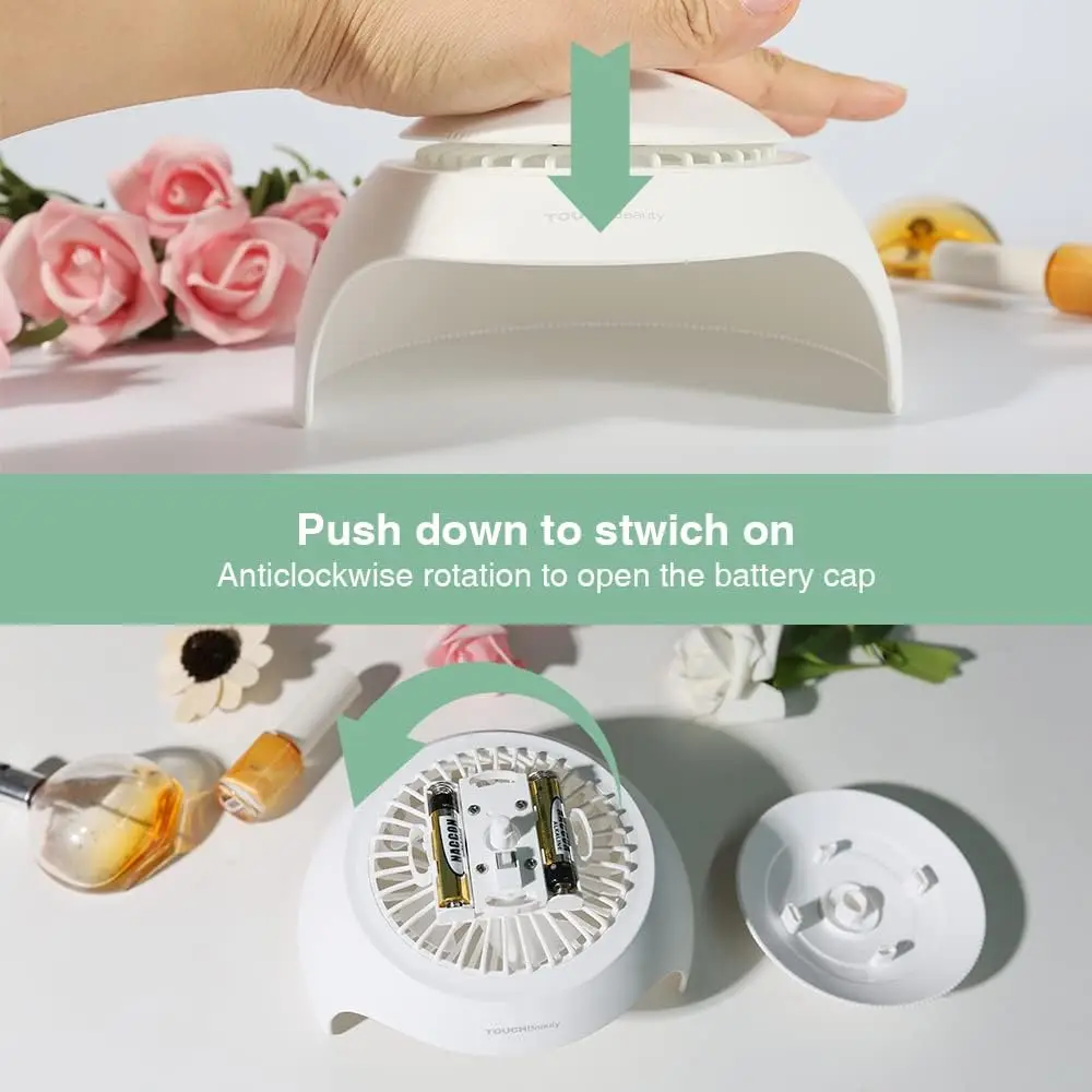 مجفف أظافر للأطفال والمراهقين المبتدئين: مروحة LED وإضاءة، آمن، يعمل بالبطارية، إصدار مدبوغ غير يدويًا (TB-2130)