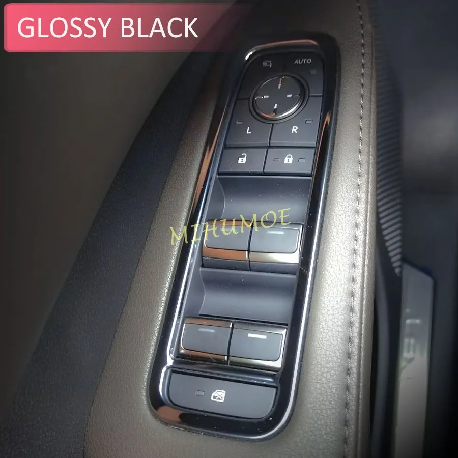 Glossy Black Interior Door Window Switch Cover Trims For Lexus RX 350 350h 500h 2023 2024