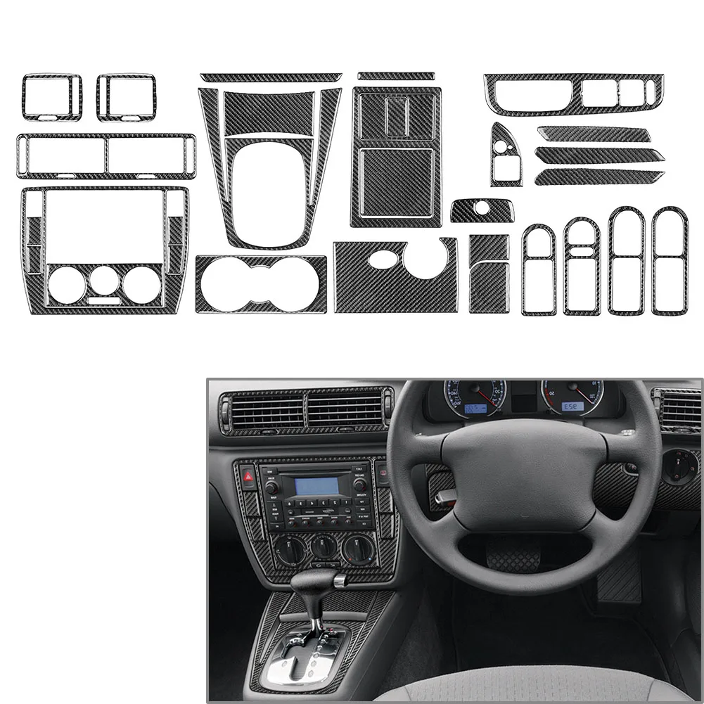 31PCS/Set Carbon Fiber Pattern Car Interior Full Cover Kits Decorative For Volkswagen Passat B5 2001 2002 2003 2004 2005 RHD