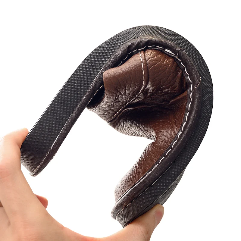 Black Home Leather Slippers Men\'s Indoor Flats Waterproof Autumn Lovers Shoes Classic House Couples Soft Leather Slippers