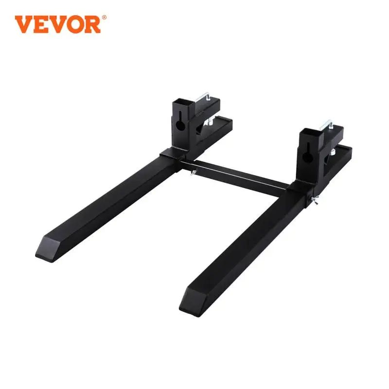 VEVOR Pallet Forks 1500 /2000 /4000 LBS Heavy Duty Tractor Clamp on Bucket Forks 43 / 60 Inch Length with Adjustable Stabilizer