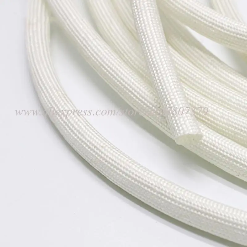 White 600 degrees Celsius High Temperature Braided Soft Fiber Tubing Insulation Cable Sleeving Fiberglass Tube 1-50mm Diameter