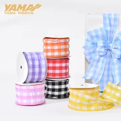 YAMA 10Yards/Roll 63mm Plaid Wired Edge Ribbons for Crafts Bow Handmade Gift Wrap Partys Christmas Decorative  9colors   Ribbons