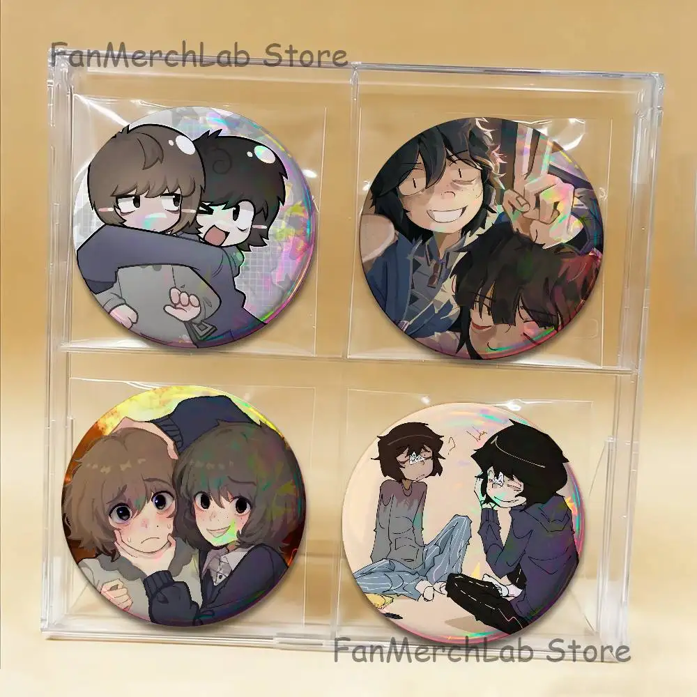 

O-Onewheatmark Will and Mike Anime Badges Button Round Creative Pin Brooch Badge Bag Decor Fans Collect Friends Gifts