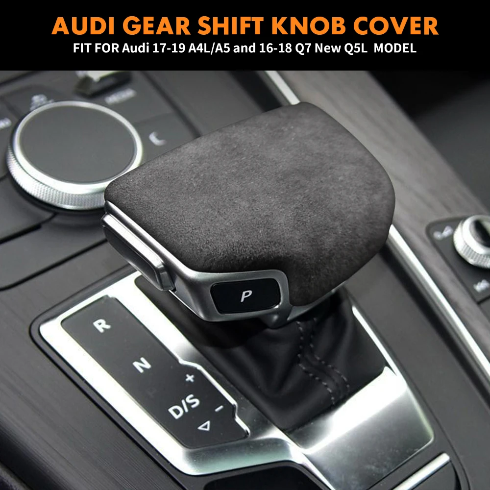 Gear Shift Knob Cover Suede Car Wrap Gear Shift Collars Case For Audi A4 S4 S5 RS5 B9 A5 Q5 Q7 Auto Interior Accessories