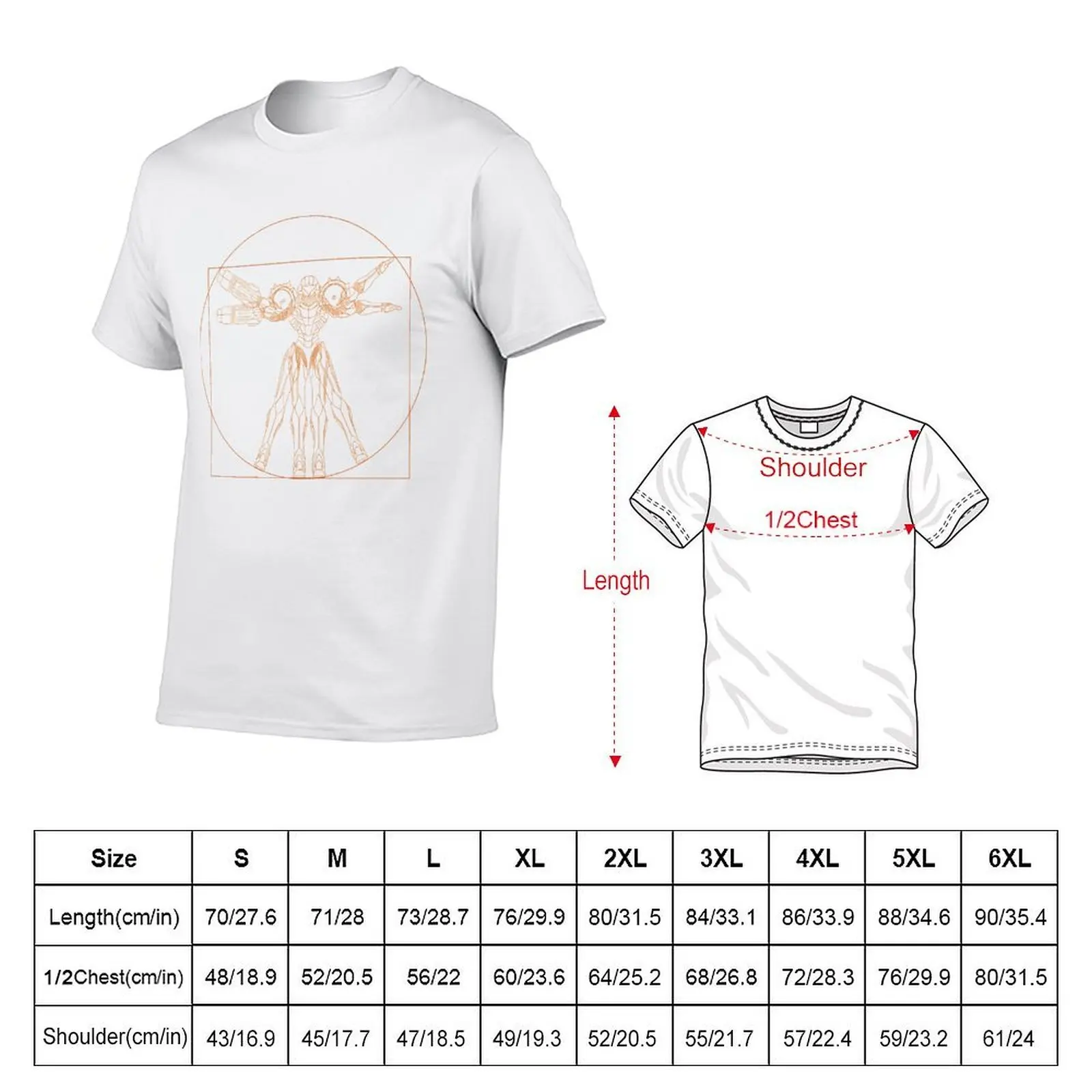Vitruvian Samus Metroid Da Vinci Sketch Orange Print T-Shirt t shirts for man graphic vintage man t shirt luxury T-Shirt