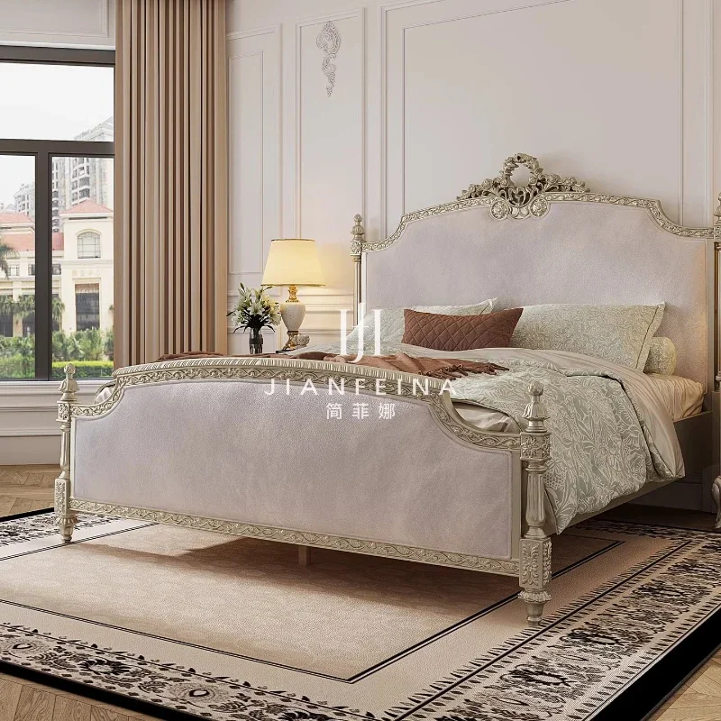 FG Nordic genuine leather Double bed 180x200cm high-end luxury design bedroom furniture king size bed interior camas de dormitor
