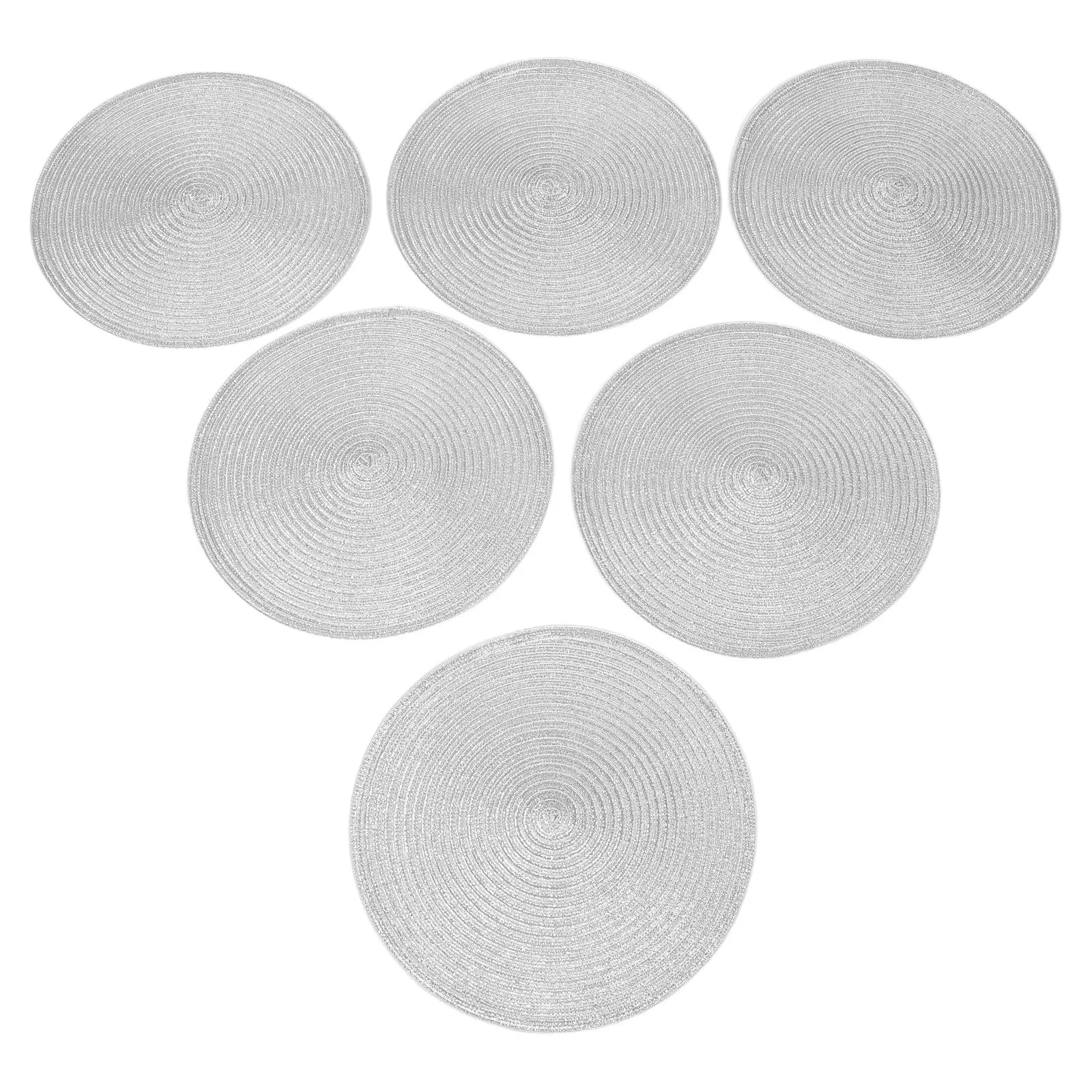 

6pcs Woven Trivet Mats 36 Cm Silver Heat Resistant Kitchen Table Protector For Hot Dishes Cookware Bowl Dinner Mat Countertop