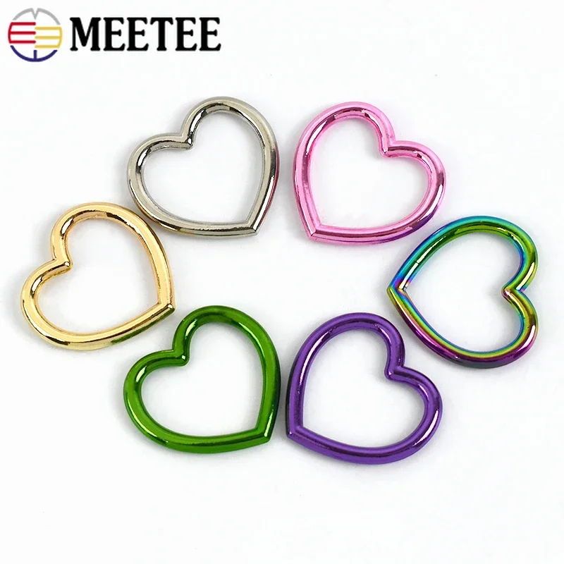 Hebillas de anillos de Metal con forma de corazón para correa de bolso, hebilla de anillo redondo, conector de gancho de cadena para bolso, accesorios de Hardware DIY, 4/10/20 piezas
