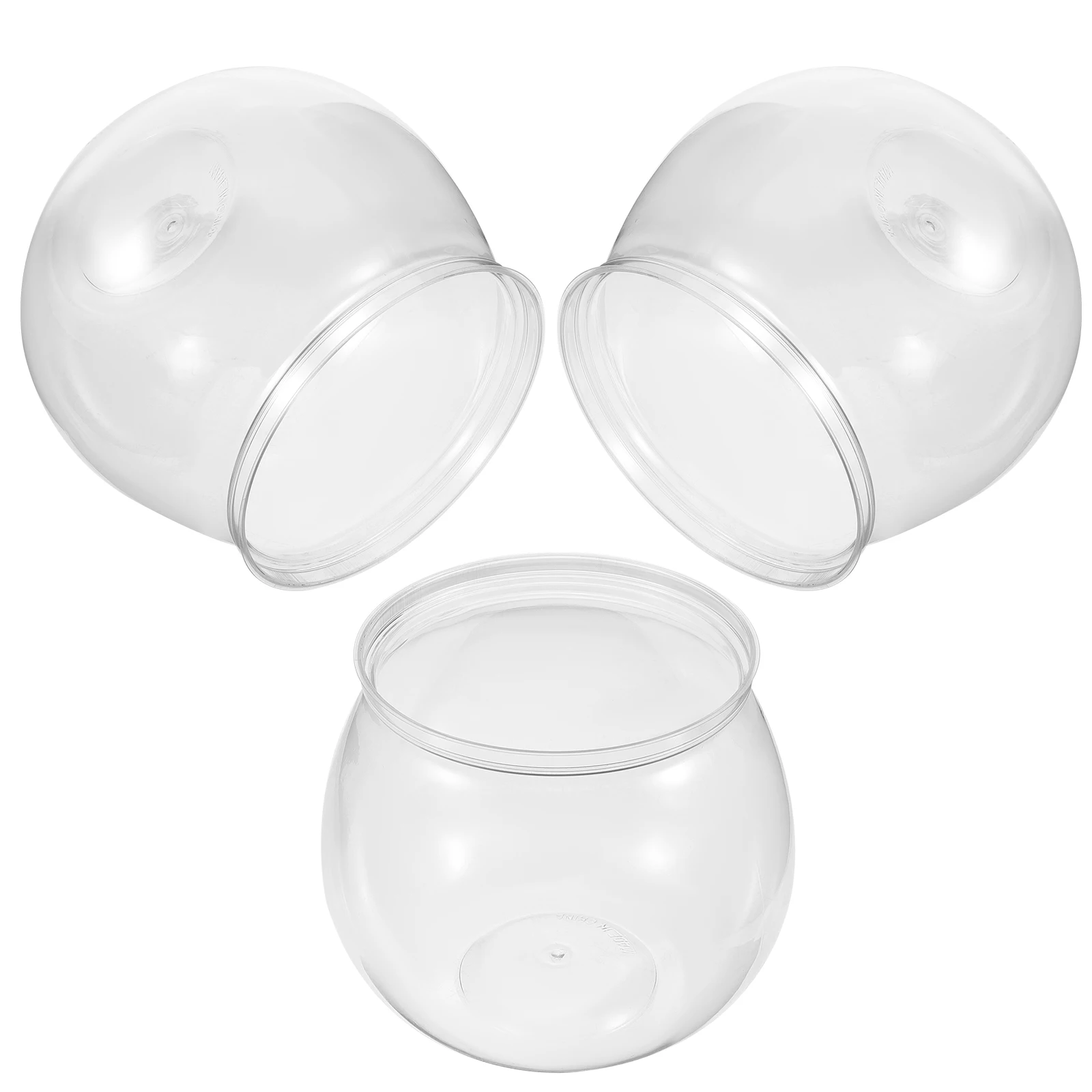 

3 Pcs Transparent Fish Tank Small Bowls Goldfish Aquarium Mini Pet Office Desk Home Decor Plastic Durable PET for Desktop