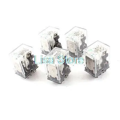 DC24V Coil 4PDT 14Pin Green LED Indicator Lamp General Purpose Power Relay 5Pcs