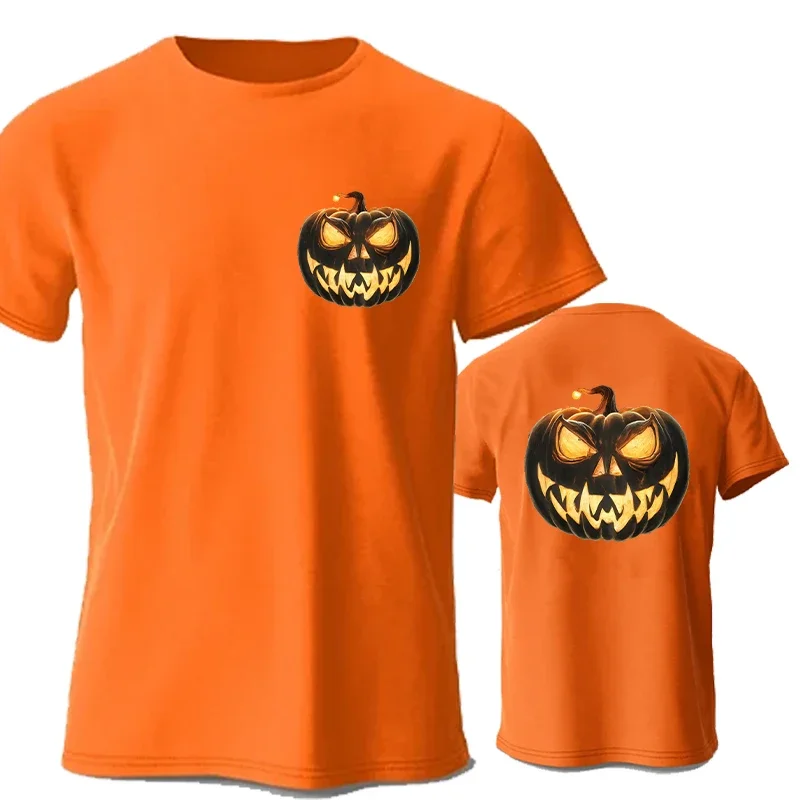 

Halloween Pumpkin Horror Face Man T Shirt Vintage Tees Shirt O-Neck Short Sleeve T-shirt Spooky Season Women Men Tops Clothing