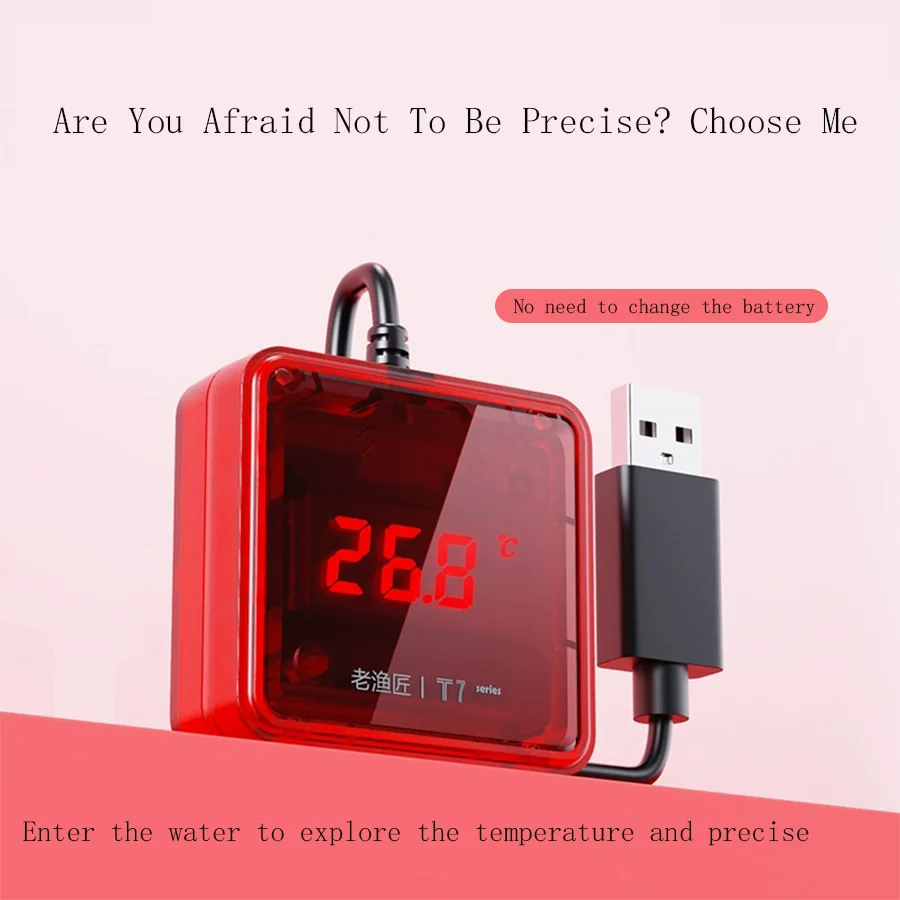 T7 Small Electronic Thermometer High-precision Cylinder Internal Test Water Temperature LED Display USB Charging  Low Voltage