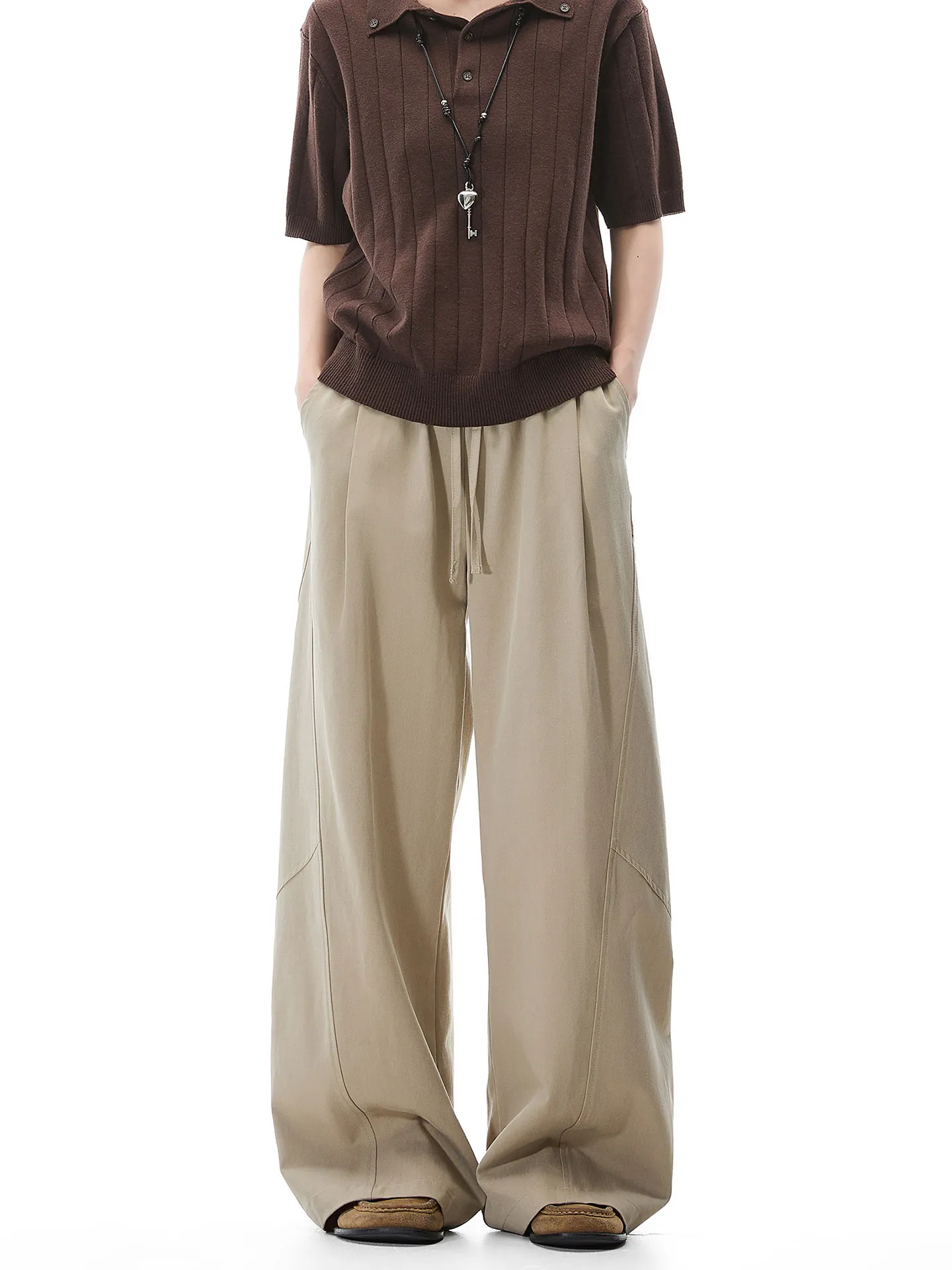 

Breathable Lyocell Men's Casual Pants Summer Straight Loose American Style Comfortable Loose Fit Straight Leg Trousers