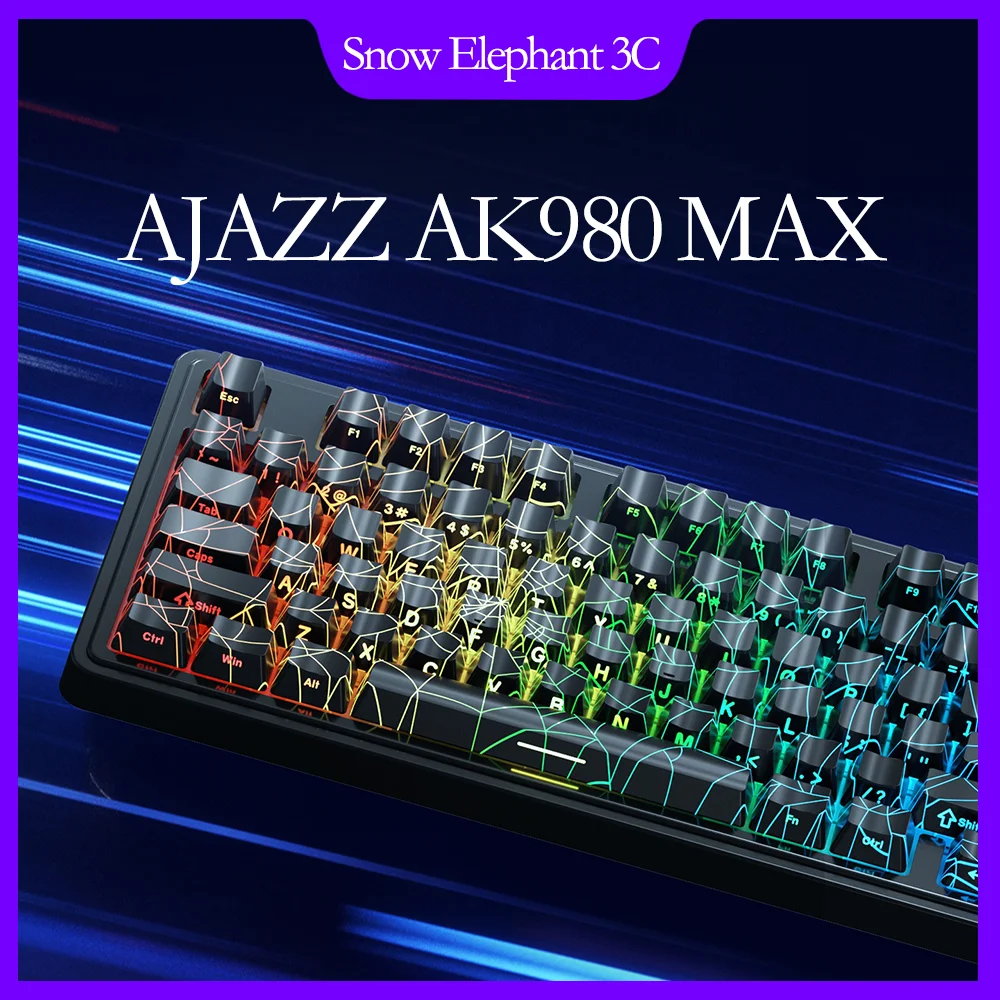 AJAZZ AK980 MAX Magnetic Switch Keyboard Wired 0.01mm 8K Mechanical Keyboards Hot Swap ARGB E-sports Games Customized Keyboard