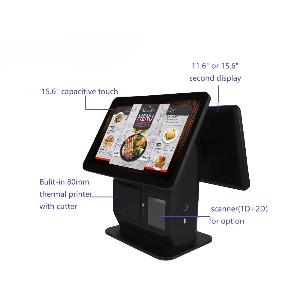 All-in-one Pos system 15.6-inch touchscreen for payment kiosks with built-in 80mm thermal printer with retail store cutter