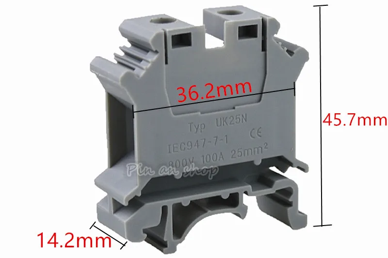 50pcs UK-25N UK25n Din Rail Electrical Conductor Terminal Block Connector UK