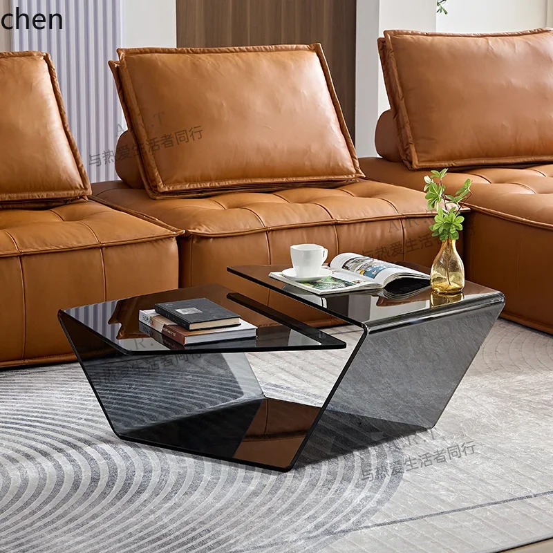 DSACreative Glass Coffee Table Modern Simple Artist Home Tea Table