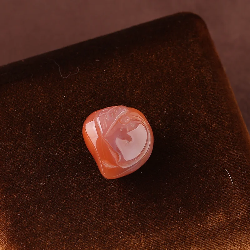 Natural Read Agate Leaf Carving Pendant - Handmade Dangles for Necklace Making Cute Carving for Jewelry Making