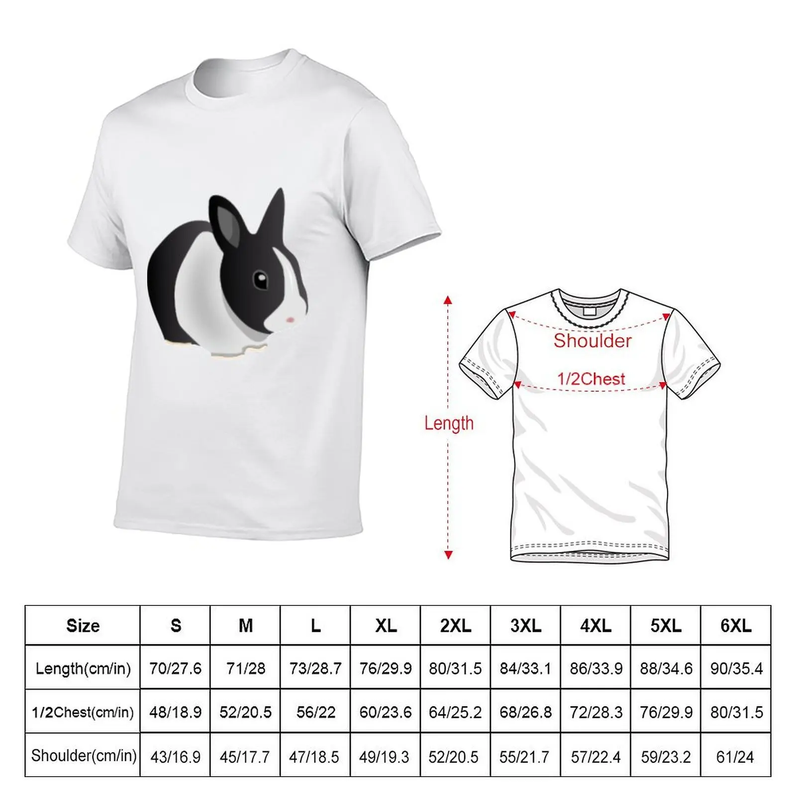 Dutch Black and White Rabbit T-Shirt Personalized t-shirt customs design your own mens funny t shirts