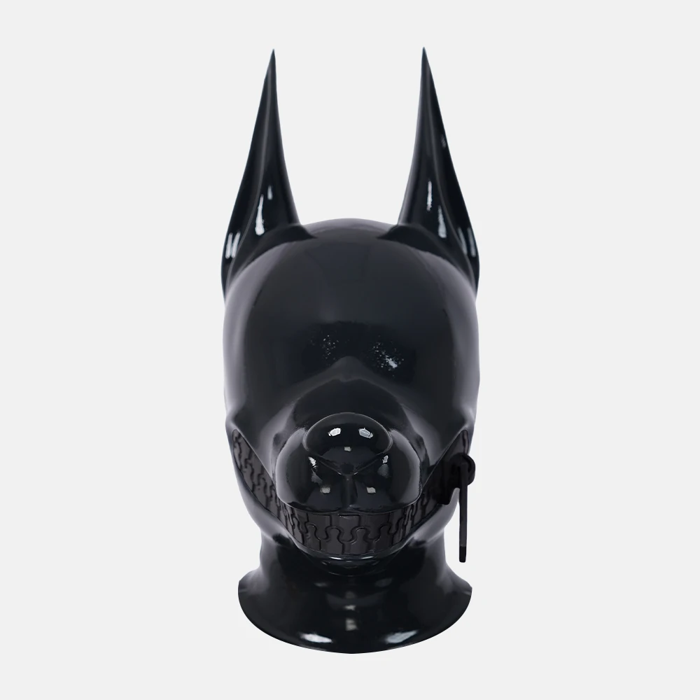 Furrjoi Silicone Dog Mask for Cosplay Costumes Whole Black Zipper Mouth Furry Puppy Hood Full Head Masken