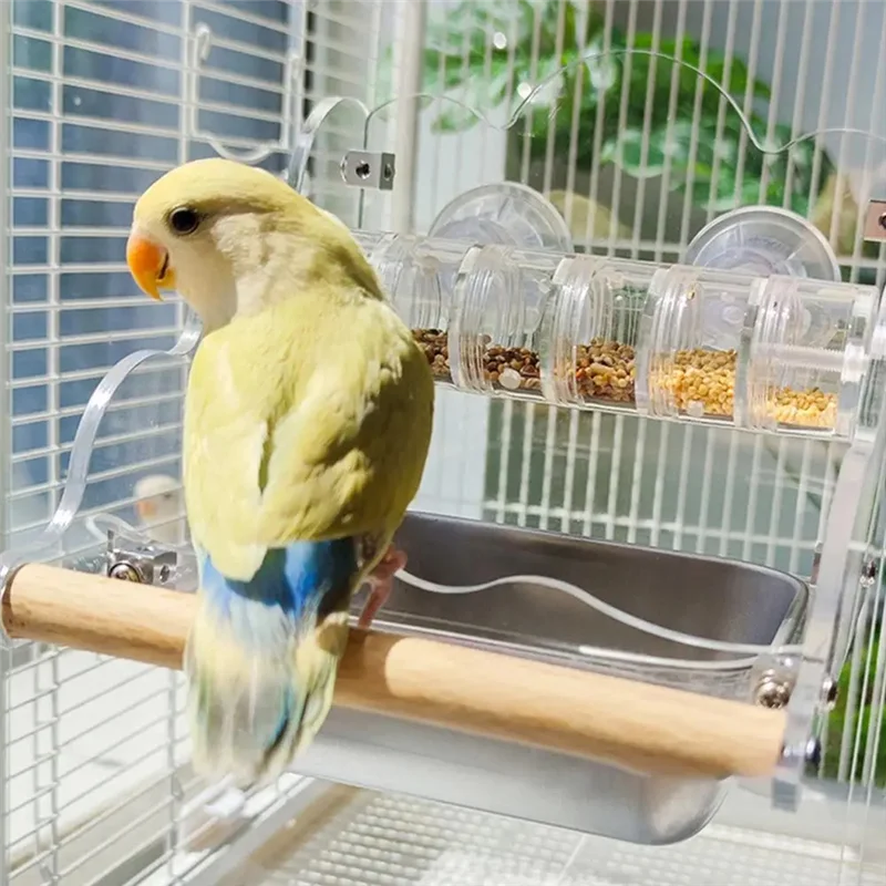

A19F-кормушки для парпок, брызгозащищенная посуда для птиц, диспенсер для еды, вращающаяся посуда для попугаев, кормушка для корма для птиц для клетки для птиц